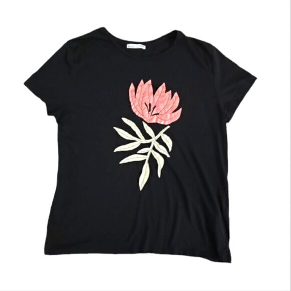 EC ZARA W/B COLLECTION FLOWER TOP SZ.L - Picture 1 of 4